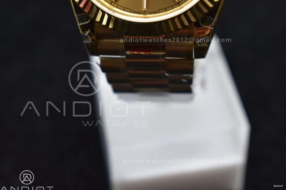 DayDate President 904L Dial JDF Gain 40 YG YG V2 Weight on Bracelet Steel A2836 Stick Markers 0423